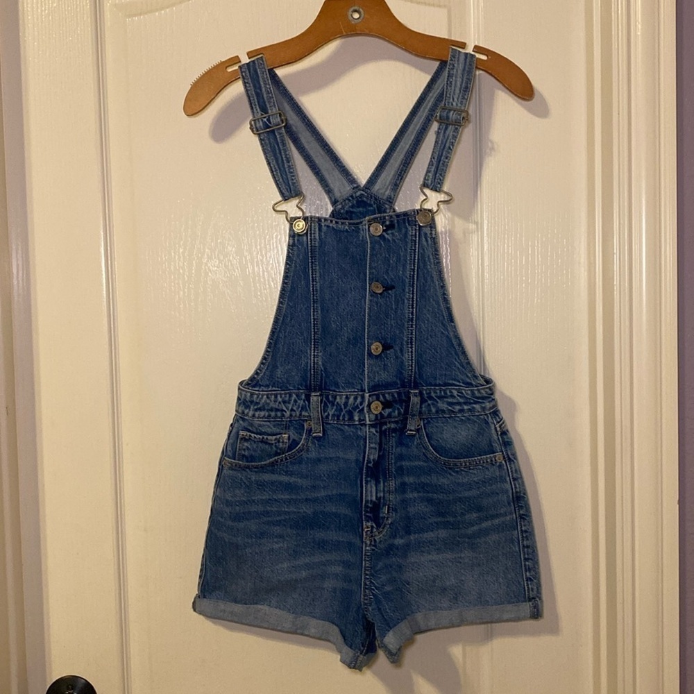 American Eagle Outfitters Women’s Mom Shortalls Denim Overalls Size 0 NWOT